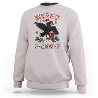 Merry F Caw F Raven Lover Sweatshirt Funny Holidays Gift - Wonder Print Shop