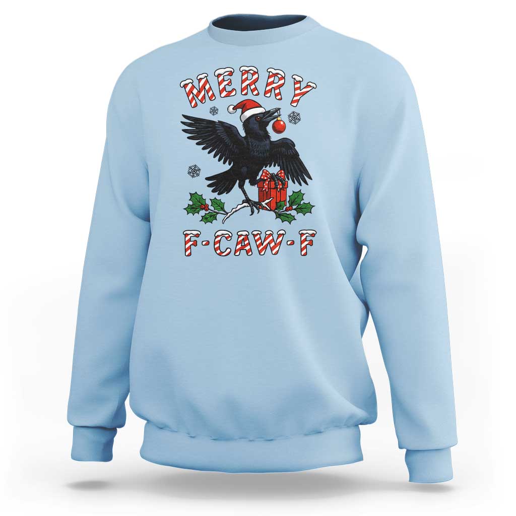 Merry F Caw F Raven Lover Sweatshirt Funny Holidays Gift - Wonder Print Shop