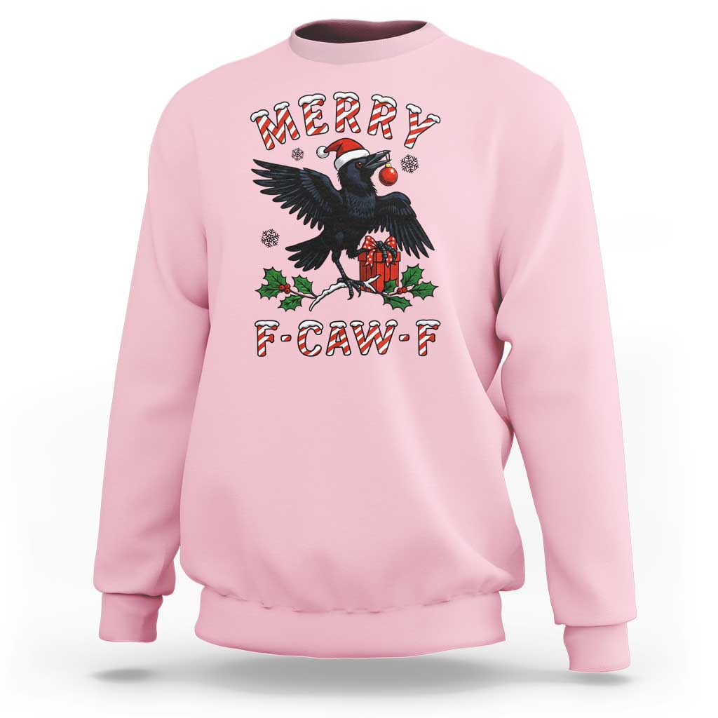 Merry F Caw F Raven Lover Sweatshirt Funny Holidays Gift - Wonder Print Shop