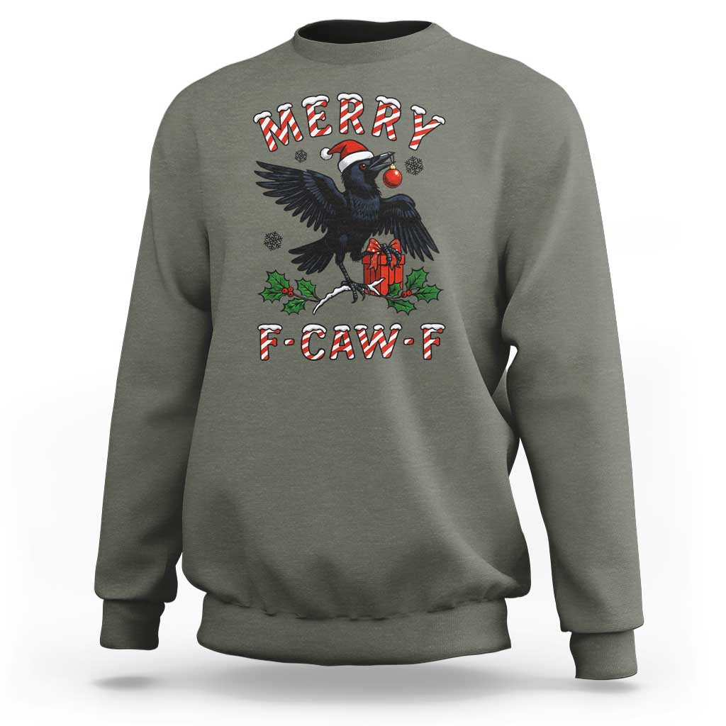 Merry F Caw F Raven Lover Sweatshirt Funny Holidays Gift - Wonder Print Shop