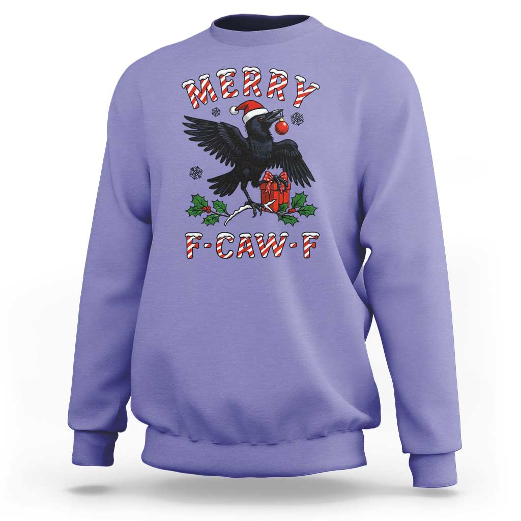 Merry F Caw F Raven Lover Sweatshirt Funny Holidays Gift - Wonder Print Shop