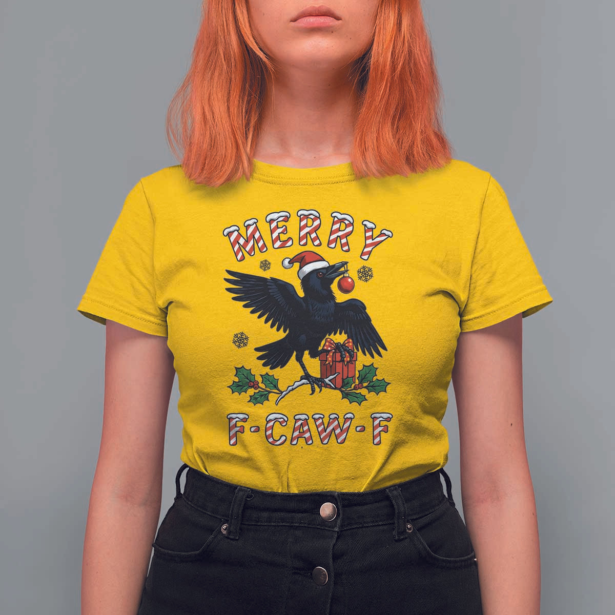 Merry F Caw F Raven Lover T Shirt For Women Funny Holidays Gift - Wonder Print Shop