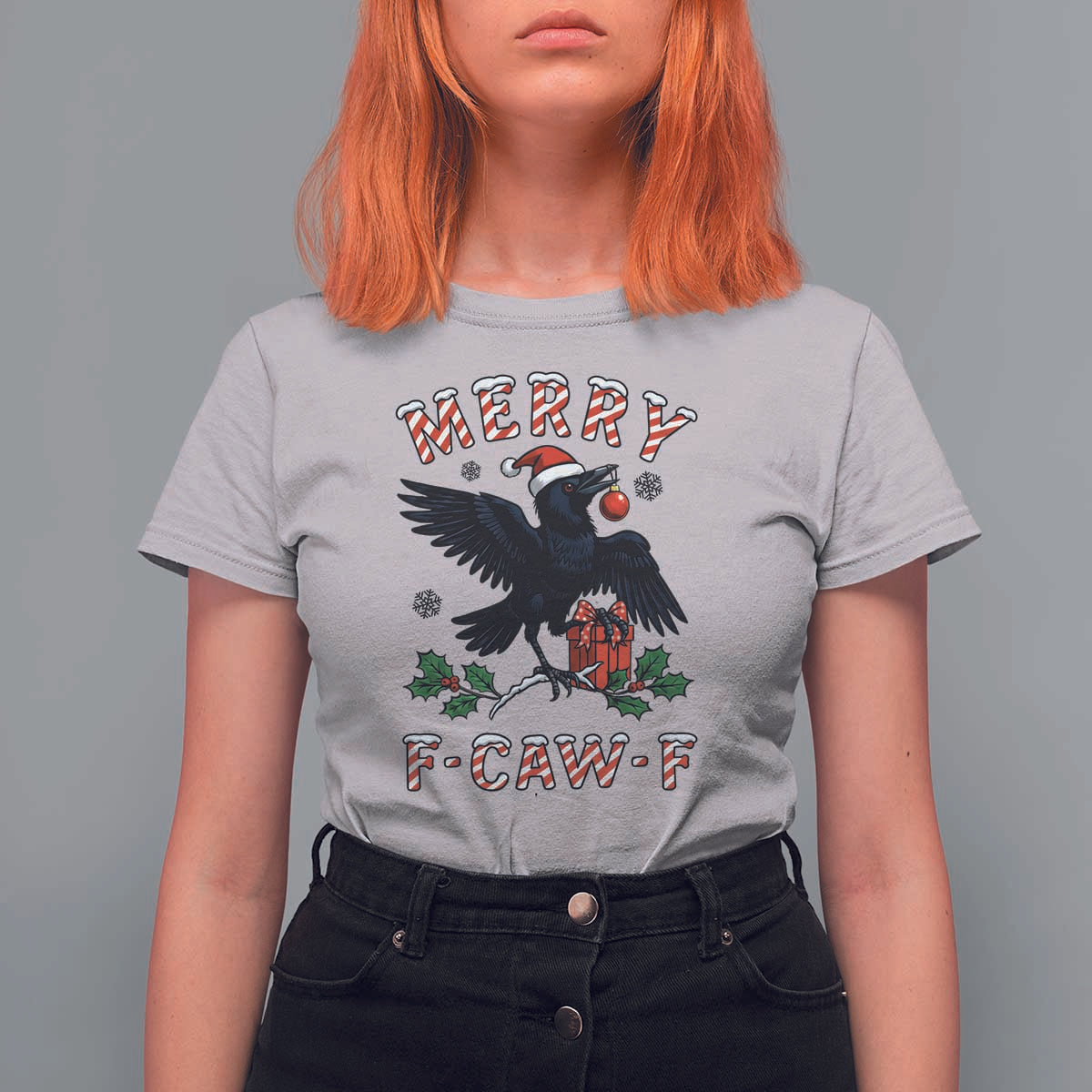 Merry F Caw F Raven Lover T Shirt For Women Funny Holidays Gift - Wonder Print Shop