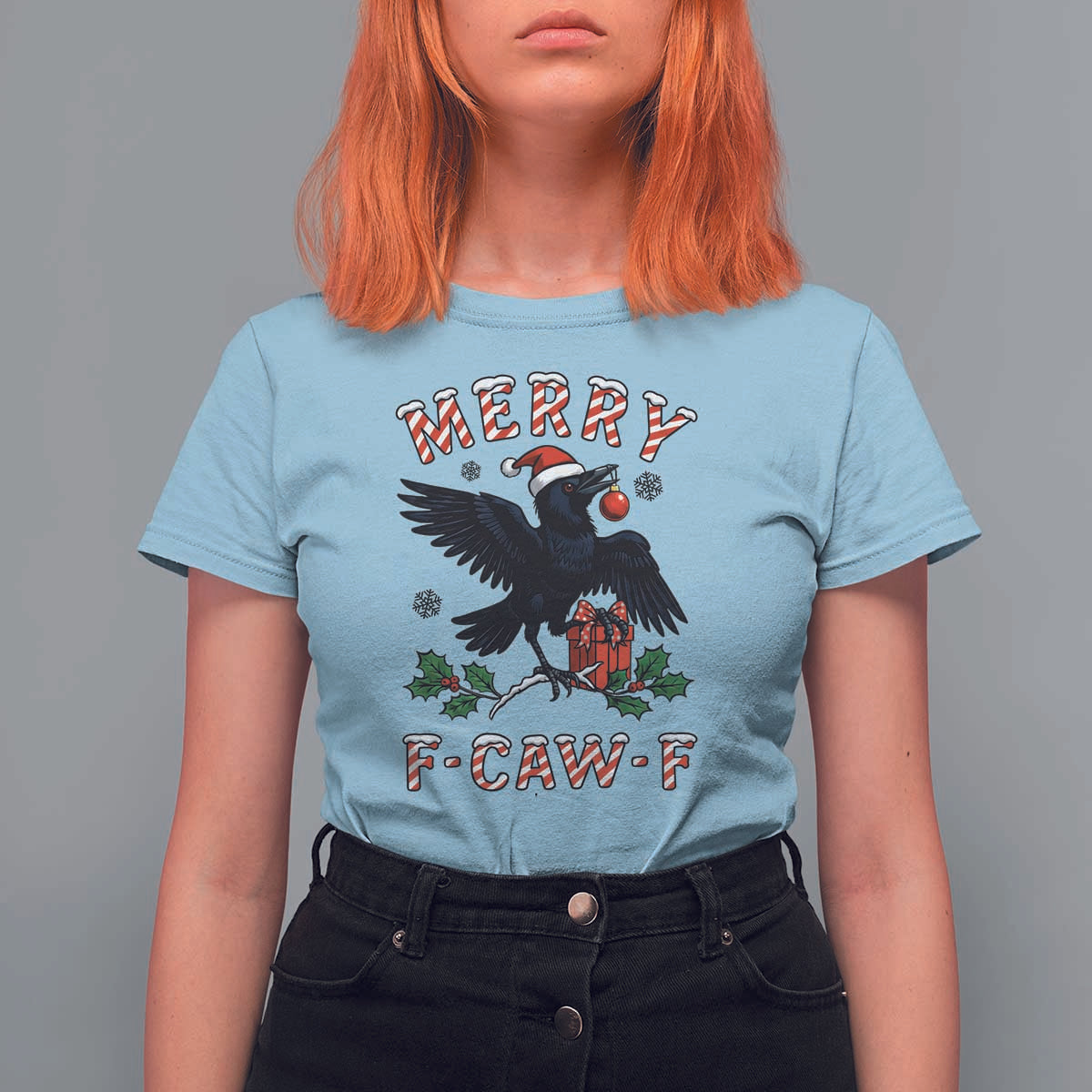 Merry F Caw F Raven Lover T Shirt For Women Funny Holidays Gift - Wonder Print Shop