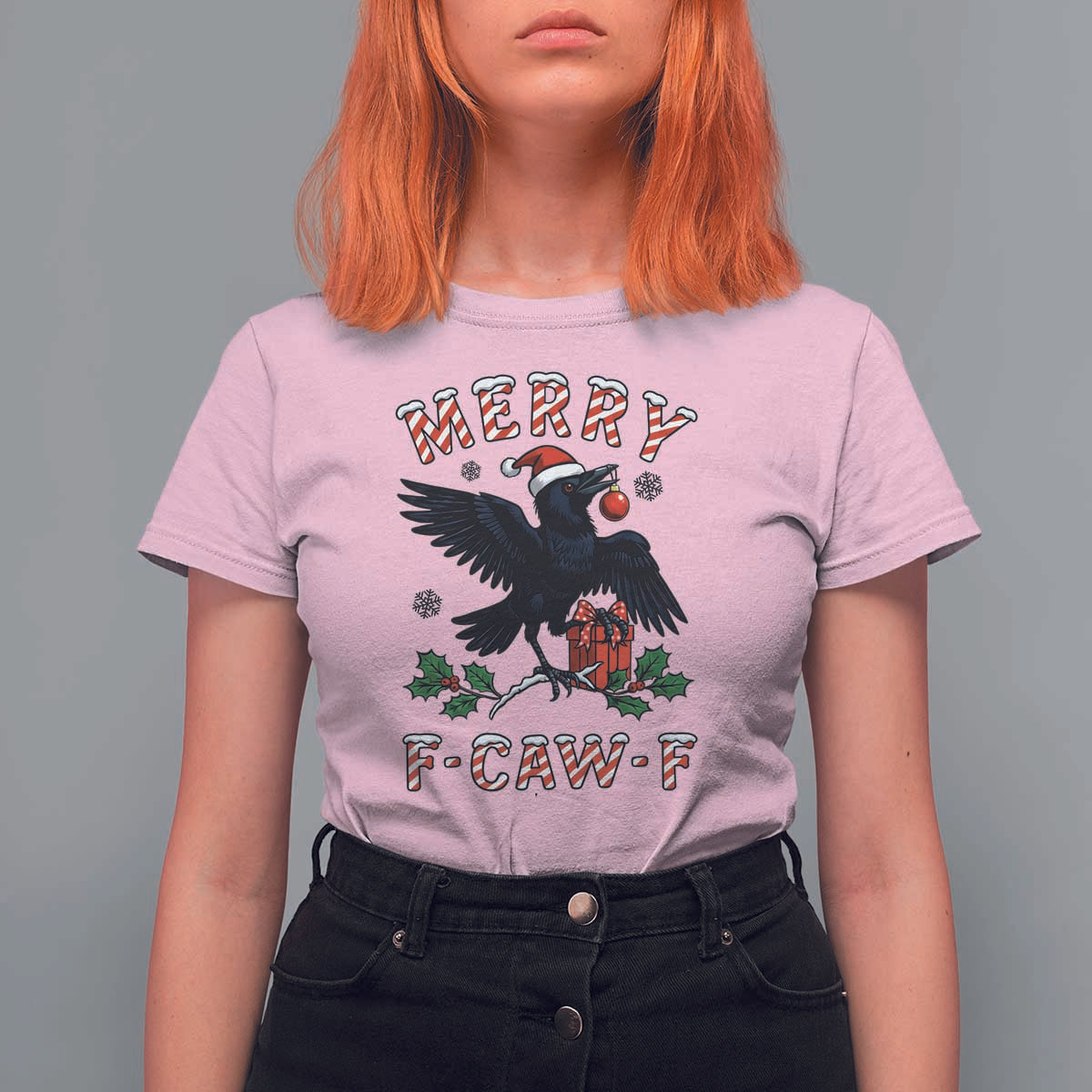 Merry F Caw F Raven Lover T Shirt For Women Funny Holidays Gift - Wonder Print Shop