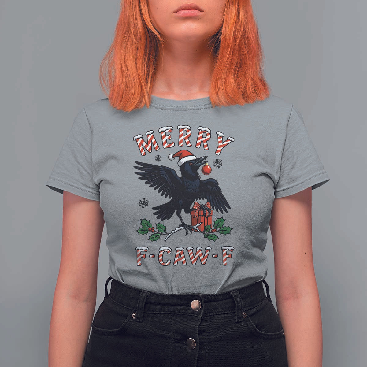 Merry F Caw F Raven Lover T Shirt For Women Funny Holidays Gift - Wonder Print Shop