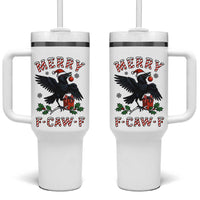 Merry F Caw F Raven Lover Tumbler With Handle Funny Holidays Gift - Wonder Print Shop