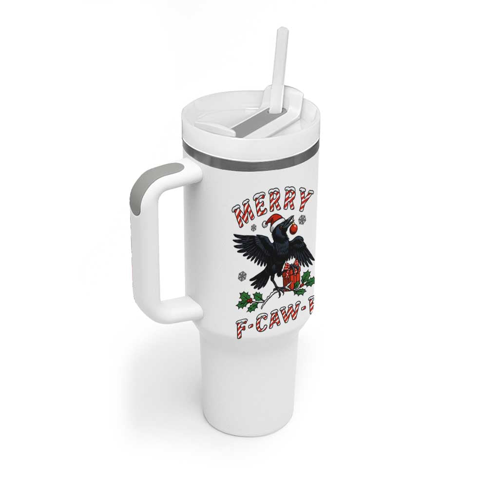 Merry F Caw F Raven Lover Tumbler With Handle Funny Holidays Gift - Wonder Print Shop