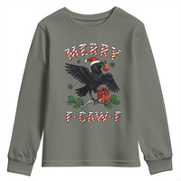 Merry F Caw F Raven Lover Youth Sweatshirt Funny Holidays Gift - Wonder Print Shop