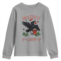 Merry F Caw F Raven Lover Youth Sweatshirt Funny Holidays Gift - Wonder Print Shop