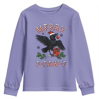 Merry F Caw F Raven Lover Youth Sweatshirt Funny Holidays Gift - Wonder Print Shop