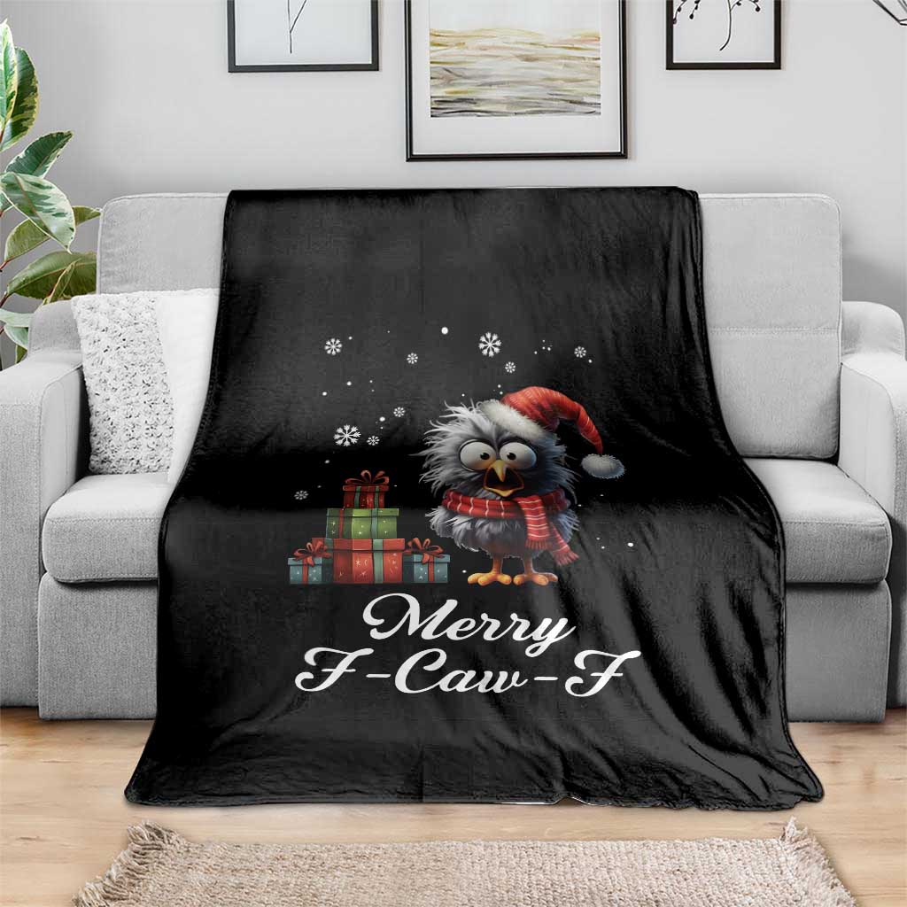 Merry F Caw F Raven Lover Throw Blanket Funny Christmas Gift - Wonder Print Shop
