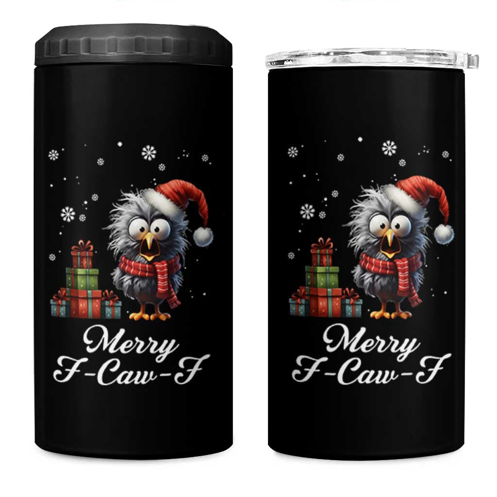 Merry F Caw F Raven Lover 4 in 1 Can Cooler Tumbler Funny Christmas Gift - Wonder Print Shop