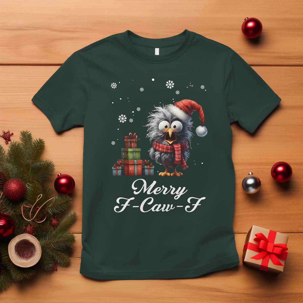 Merry F Caw F Raven Lover T Shirt Funny Christmas Gift - Wonder Print Shop