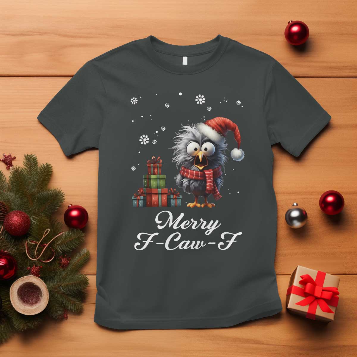 Merry F Caw F Raven Lover T Shirt Funny Christmas Gift - Wonder Print Shop