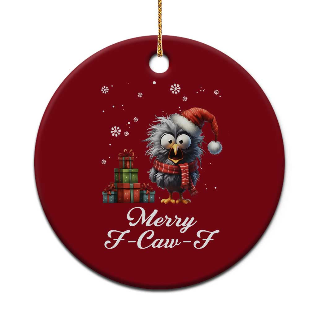 Merry F Caw F Raven Lover Ceramic Ornament Funny Xmas Gift - Wonder Print Shop