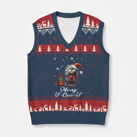 Merry F Caw F Raven Lover V-Neck Knit Sweater Vest Funny Xmas Gift - Wonder Print Shop