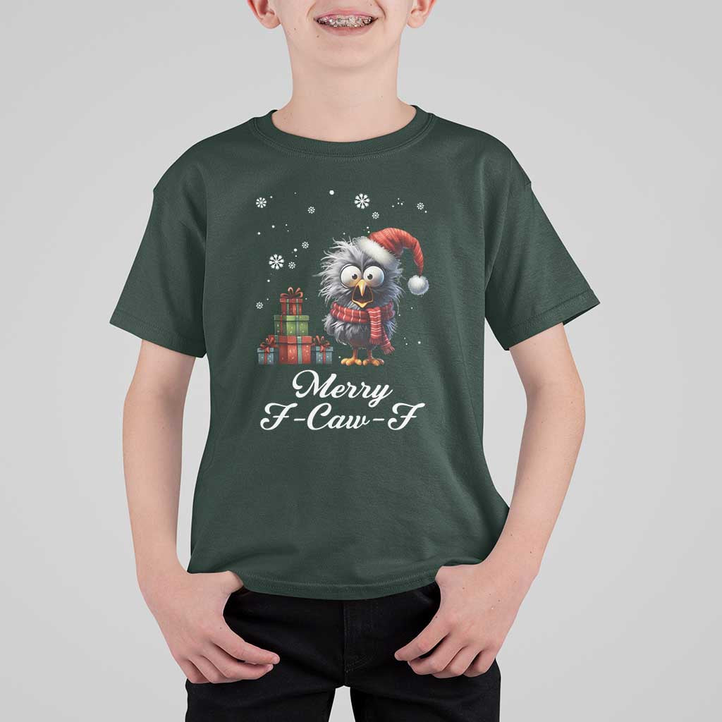 Merry F Caw F Raven Lover T Shirt For Kid Funny Christmas Gift - Wonder Print Shop