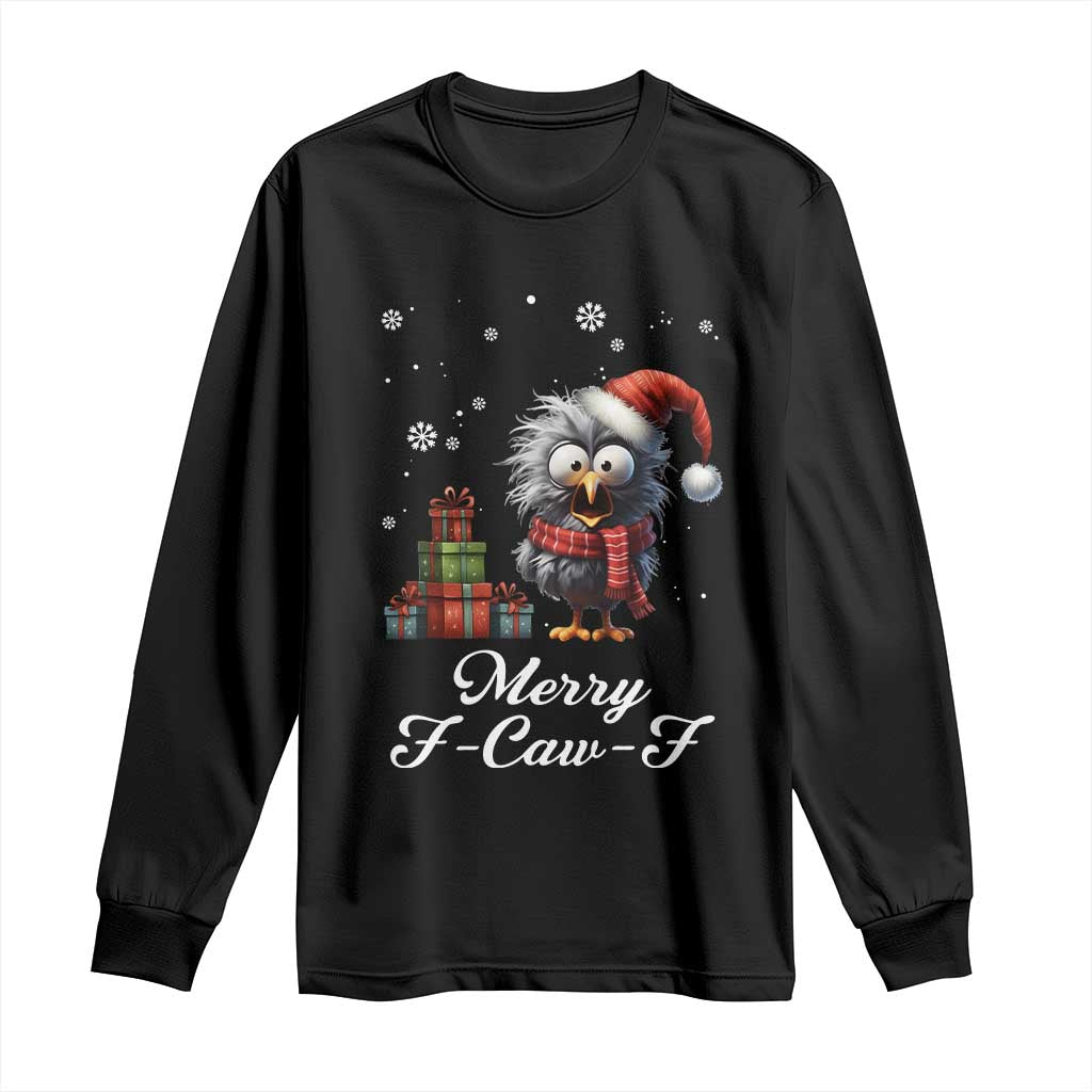 Merry F Caw F Raven Lover Long Sleeve Shirt Funny Christmas Gift - Wonder Print Shop