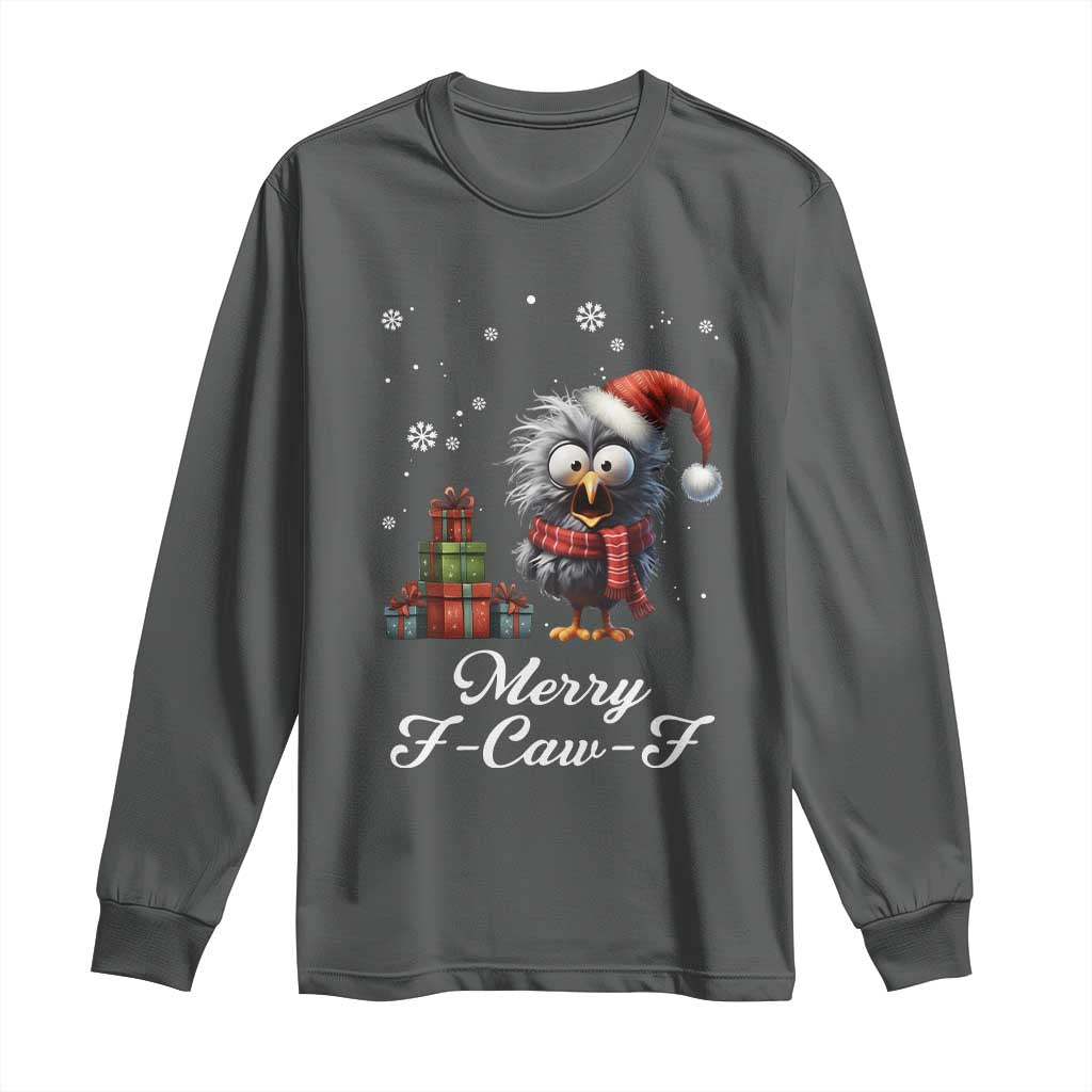 Merry F Caw F Raven Lover Long Sleeve Shirt Funny Christmas Gift - Wonder Print Shop