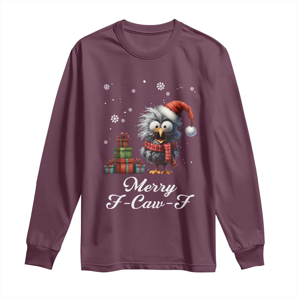 Merry F Caw F Raven Lover Long Sleeve Shirt Funny Christmas Gift - Wonder Print Shop
