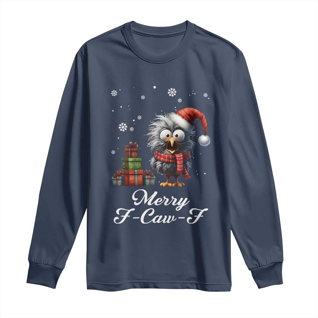 Merry F Caw F Raven Lover Long Sleeve Shirt Funny Christmas Gift - Wonder Print Shop