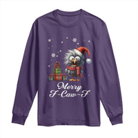 Merry F Caw F Raven Lover Long Sleeve Shirt Funny Christmas Gift - Wonder Print Shop