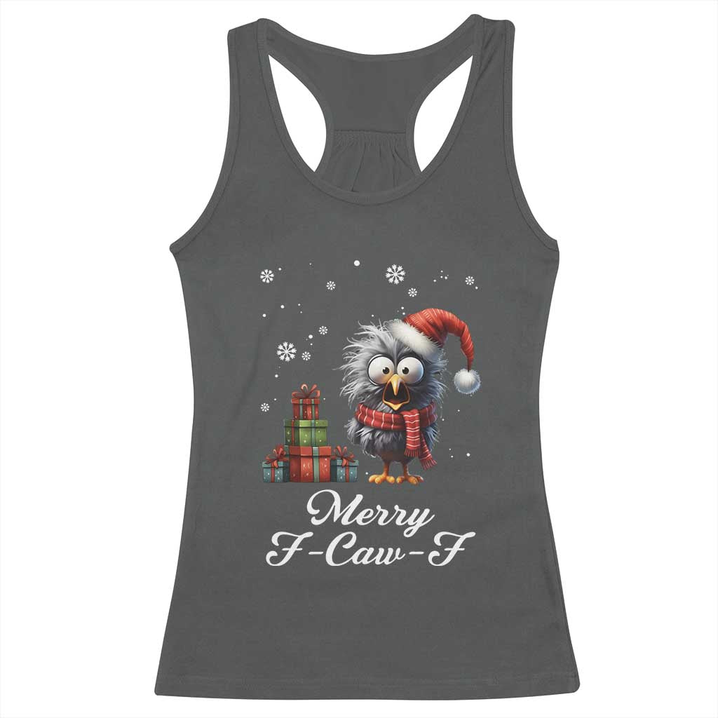 Merry F Caw F Raven Lover Racerback Tank Top Funny Christmas Gift - Wonder Print Shop