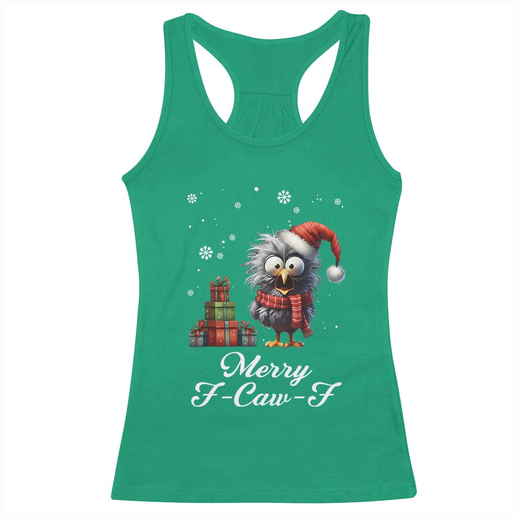 Merry F Caw F Raven Lover Racerback Tank Top Funny Christmas Gift - Wonder Print Shop