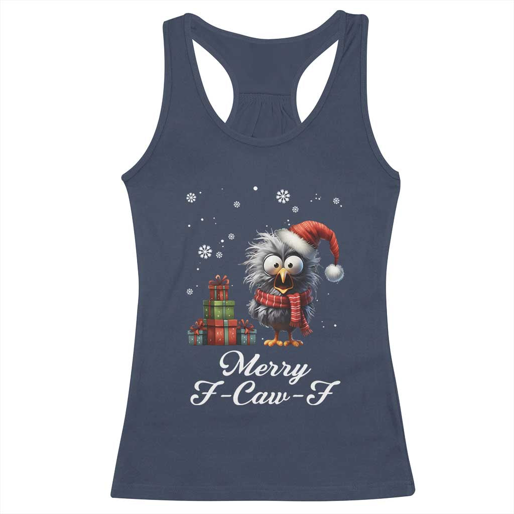Merry F Caw F Raven Lover Racerback Tank Top Funny Christmas Gift - Wonder Print Shop