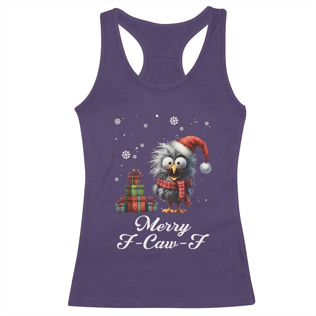Merry F Caw F Raven Lover Racerback Tank Top Funny Christmas Gift - Wonder Print Shop