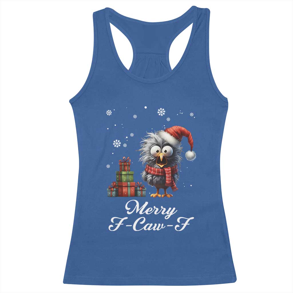 Merry F Caw F Raven Lover Racerback Tank Top Funny Christmas Gift - Wonder Print Shop