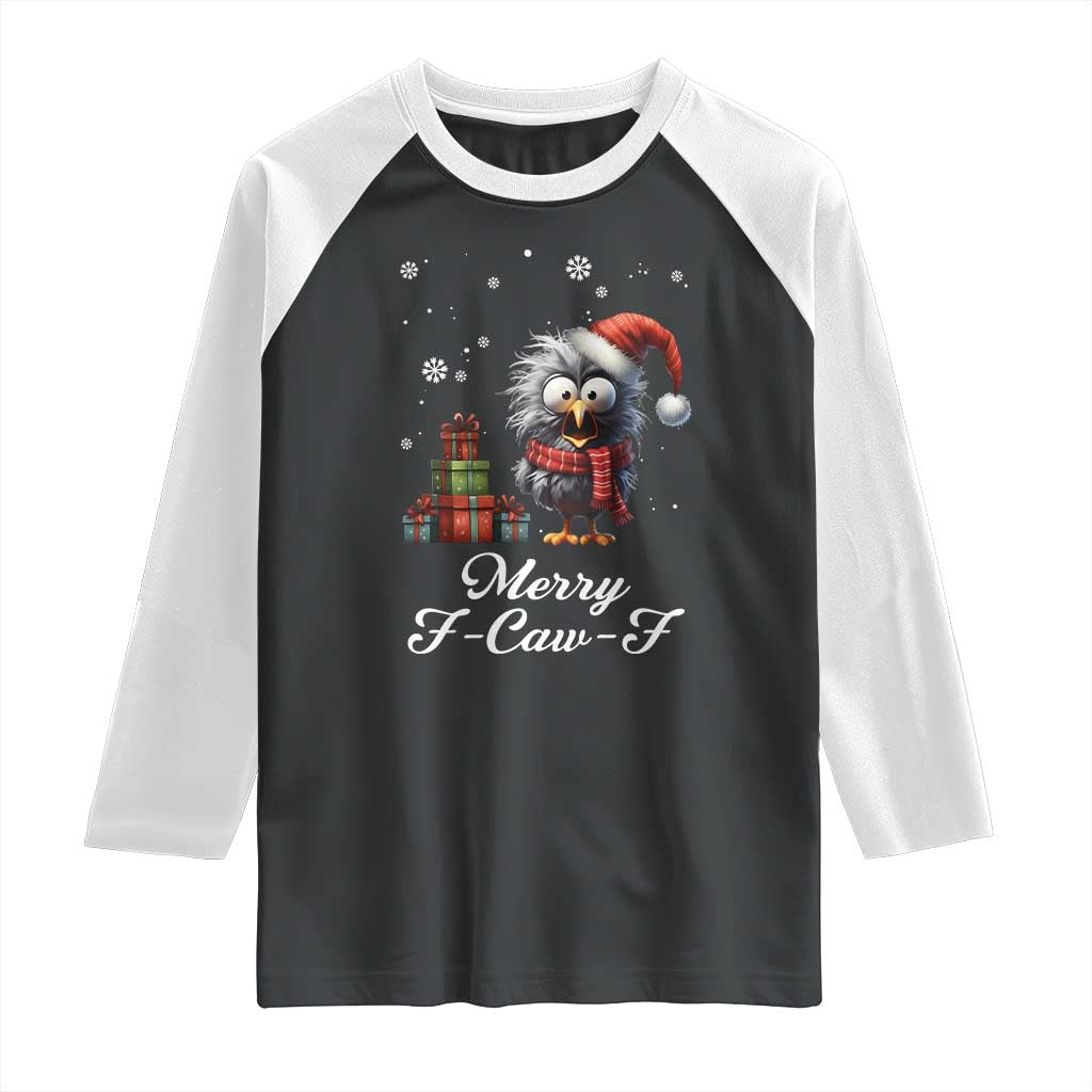 Merry F Caw F Raven Lover Raglan Shirt Funny Christmas Gift - Wonder Print Shop