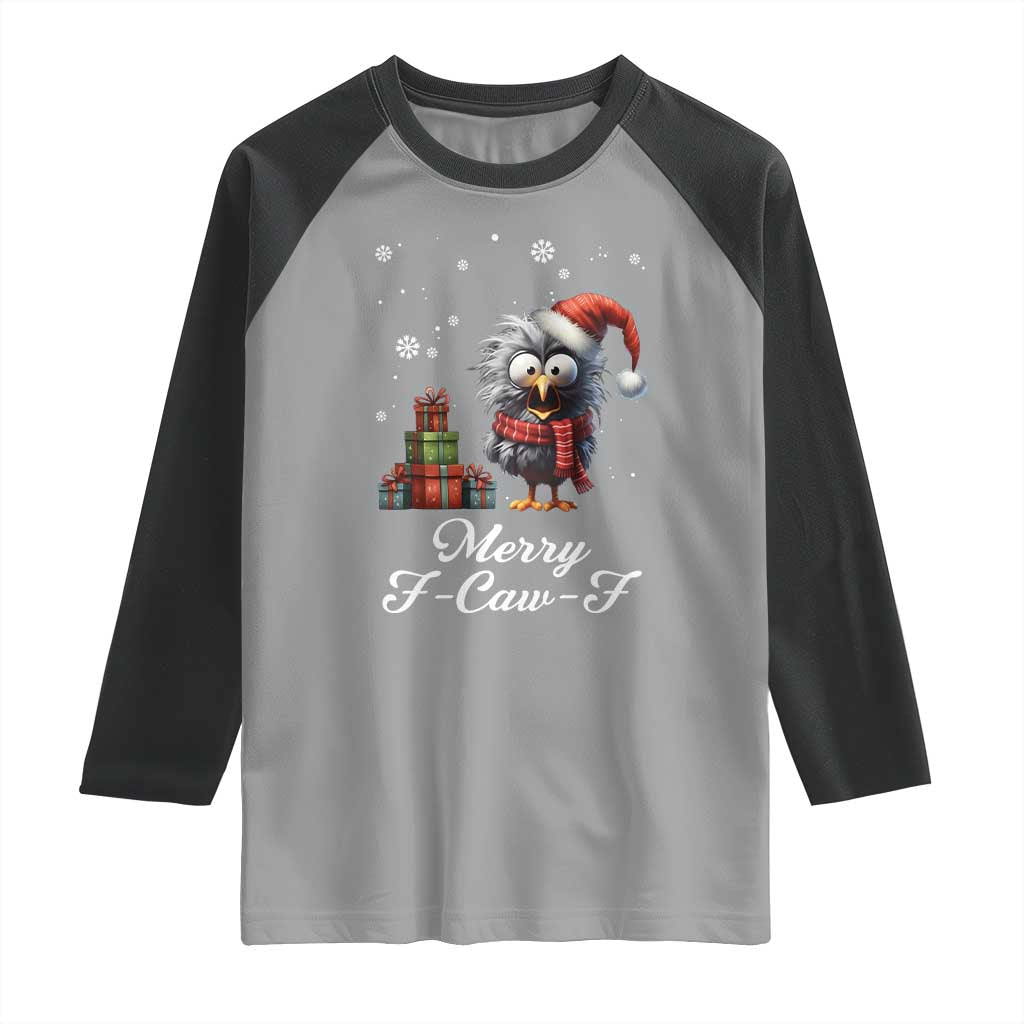 Merry F Caw F Raven Lover Raglan Shirt Funny Christmas Gift - Wonder Print Shop