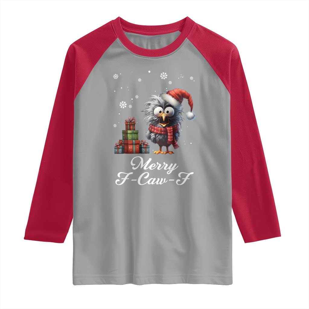 Merry F Caw F Raven Lover Raglan Shirt Funny Christmas Gift - Wonder Print Shop