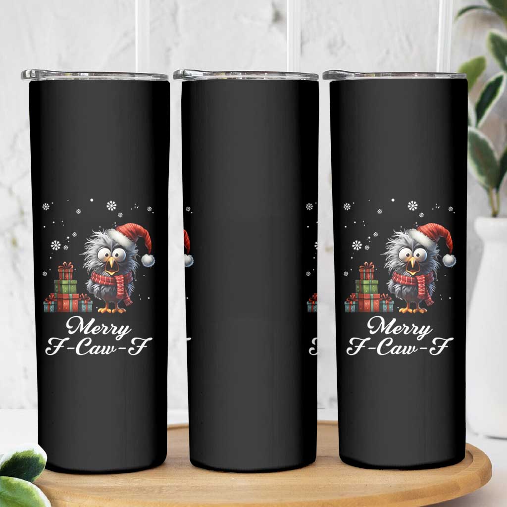 Merry F Caw F Raven Lover Skinny Tumbler Funny Christmas Gift - Wonder Print Shop