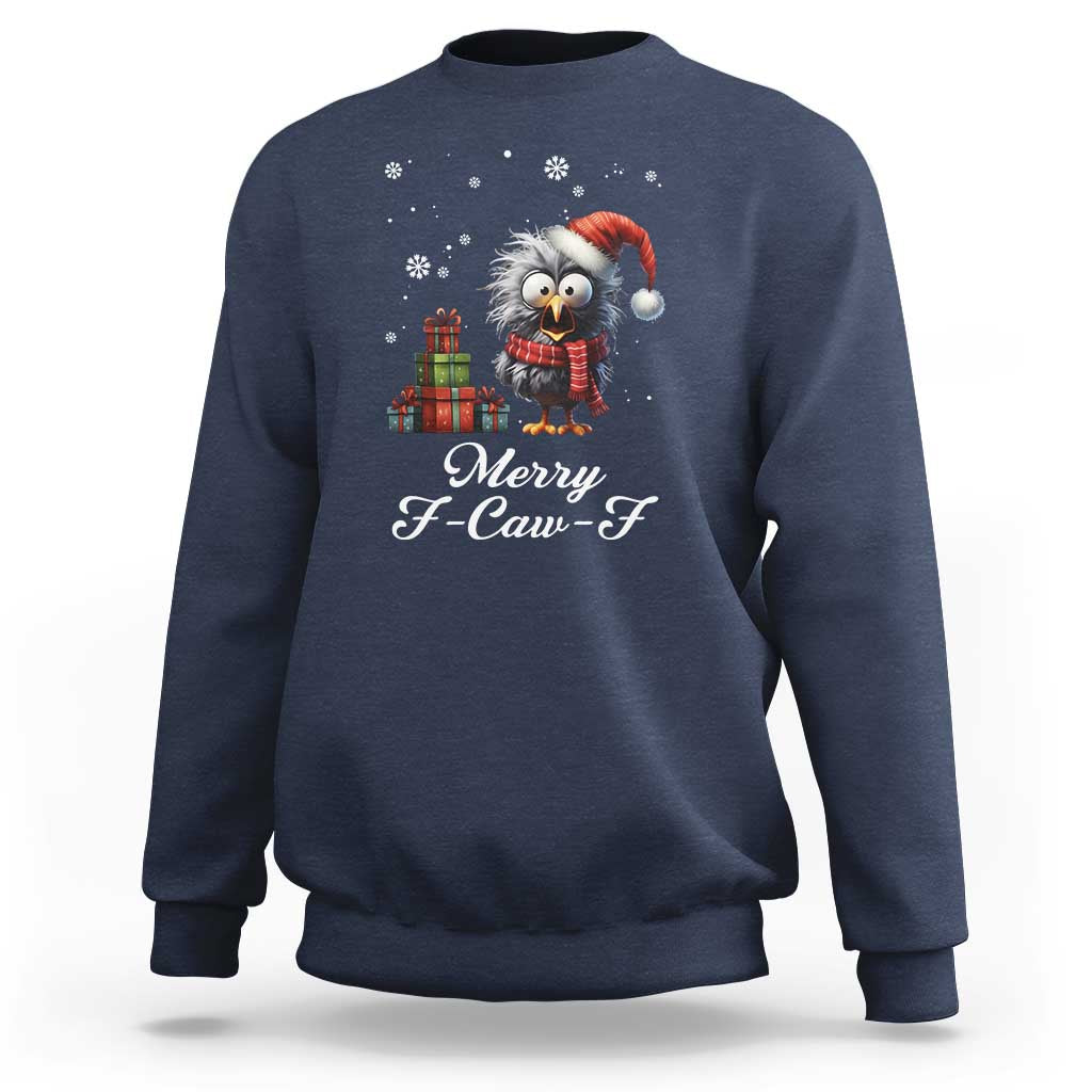 Merry F Caw F Raven Lover Sweatshirt Funny Christmas Gift - Wonder Print Shop