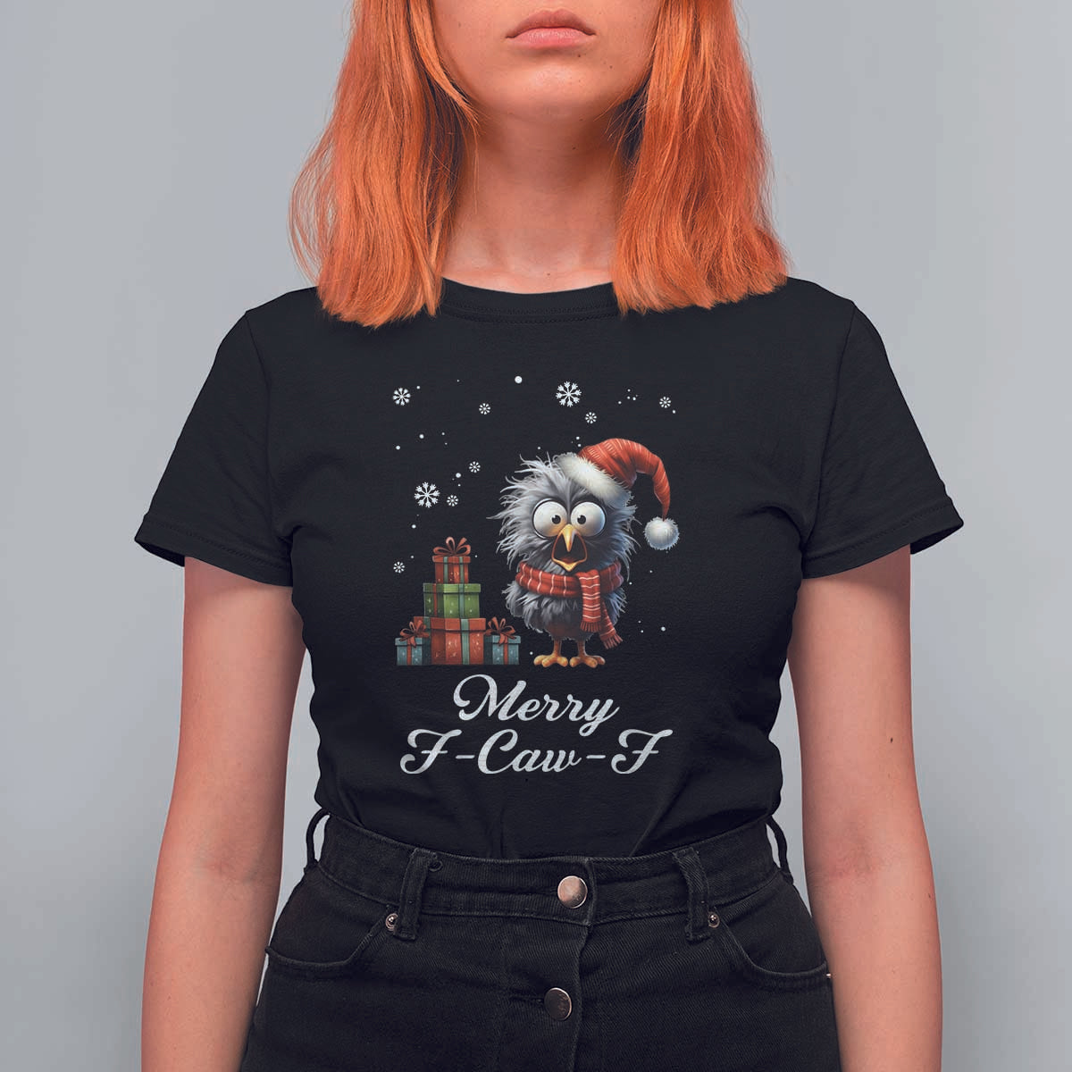 Merry F Caw F Raven Lover T Shirt For Women Funny Christmas Gift - Wonder Print Shop