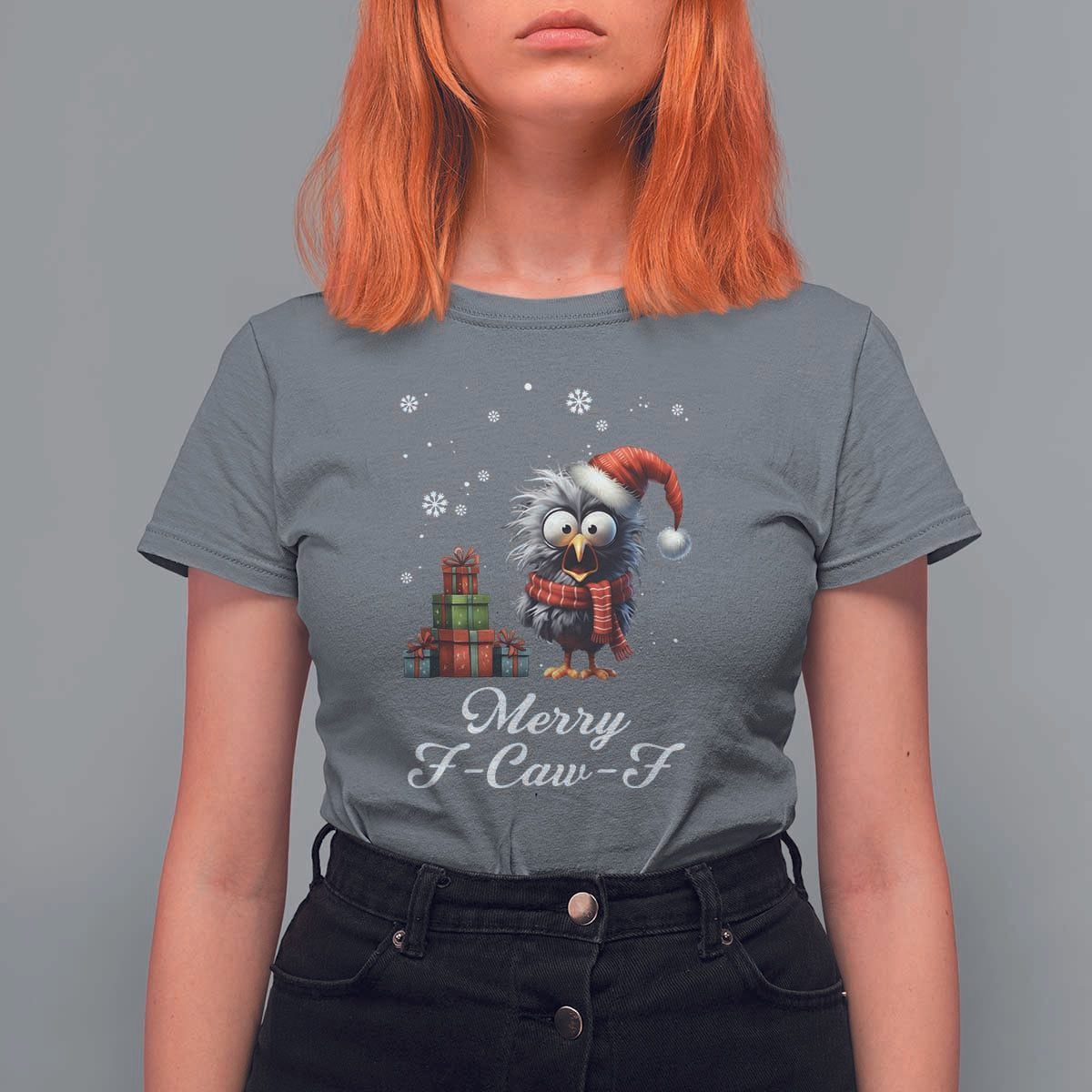 Merry F Caw F Raven Lover T Shirt For Women Funny Christmas Gift - Wonder Print Shop
