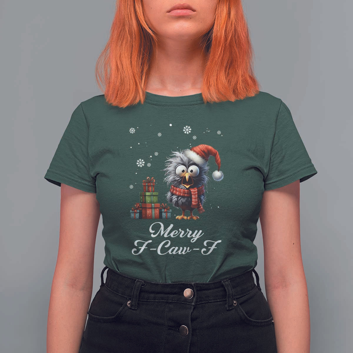 Merry F Caw F Raven Lover T Shirt For Women Funny Christmas Gift - Wonder Print Shop