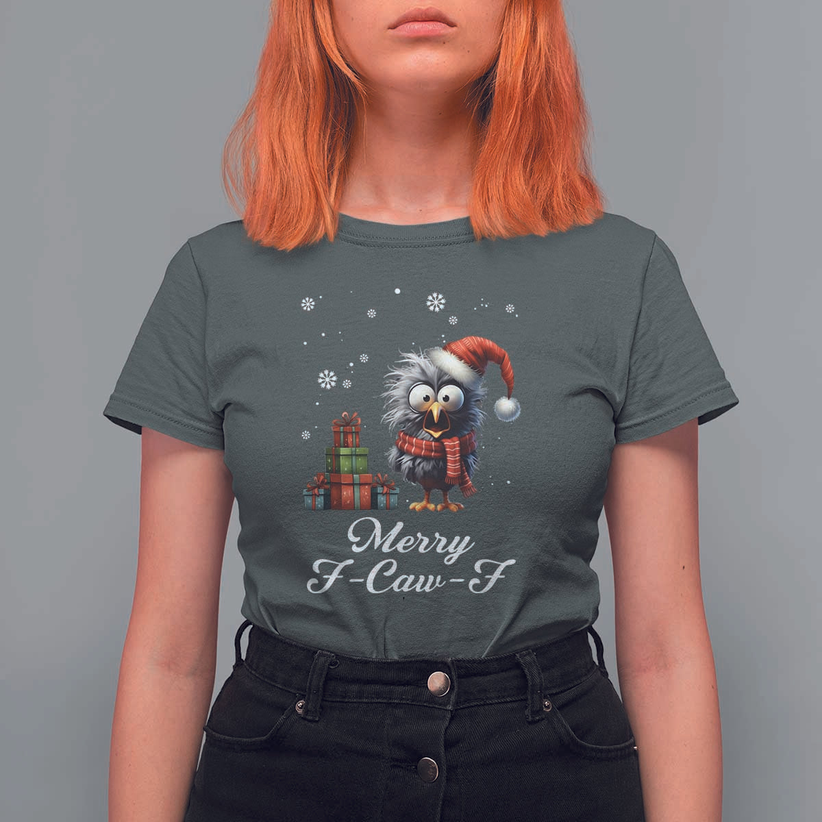 Merry F Caw F Raven Lover T Shirt For Women Funny Christmas Gift - Wonder Print Shop