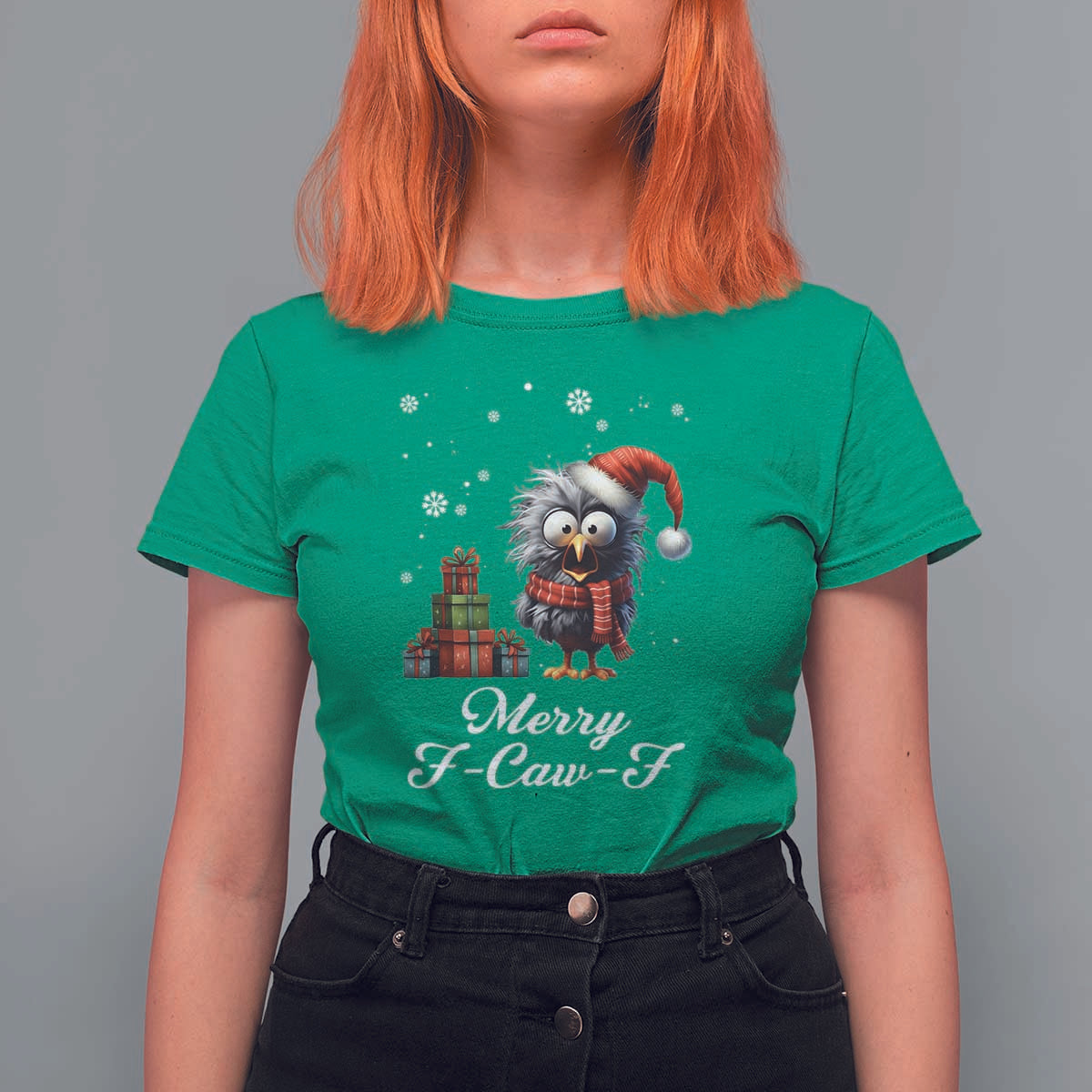 Merry F Caw F Raven Lover T Shirt For Women Funny Christmas Gift - Wonder Print Shop