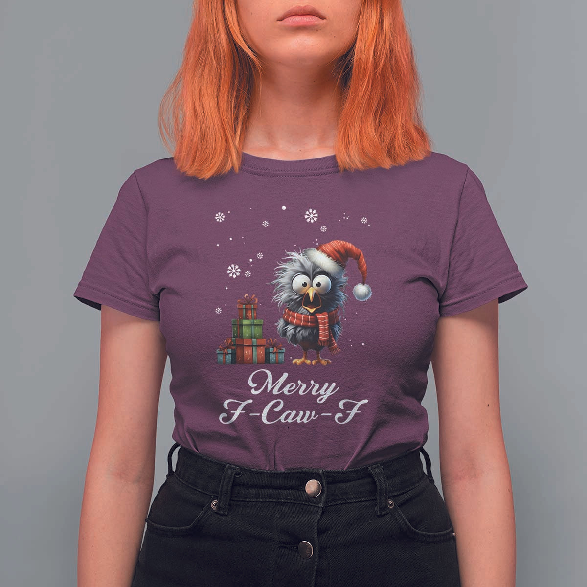 Merry F Caw F Raven Lover T Shirt For Women Funny Christmas Gift - Wonder Print Shop