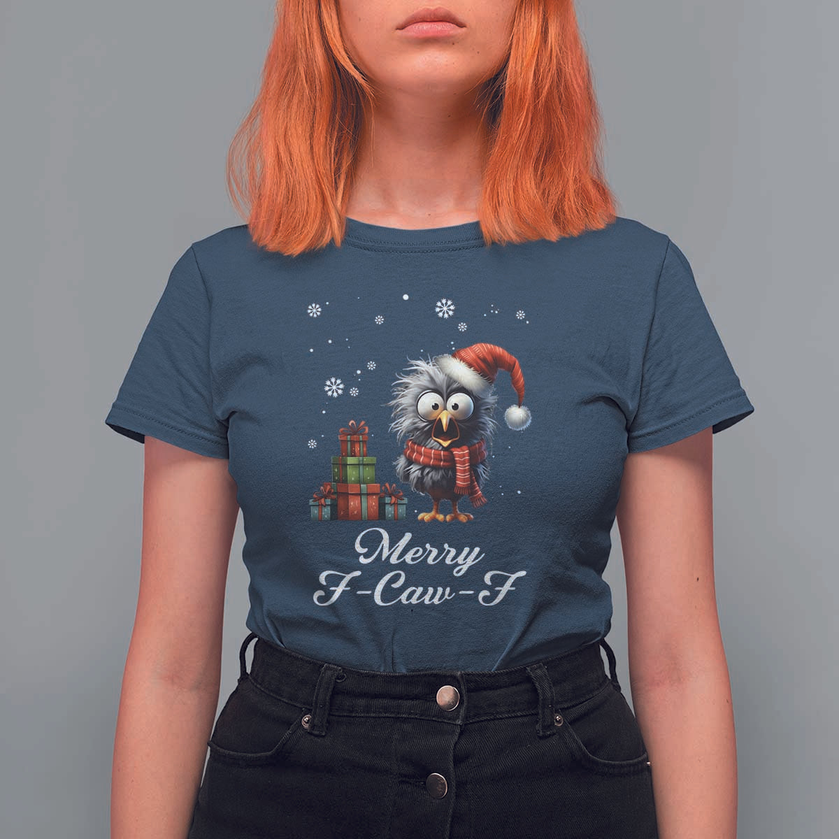 Merry F Caw F Raven Lover T Shirt For Women Funny Christmas Gift - Wonder Print Shop