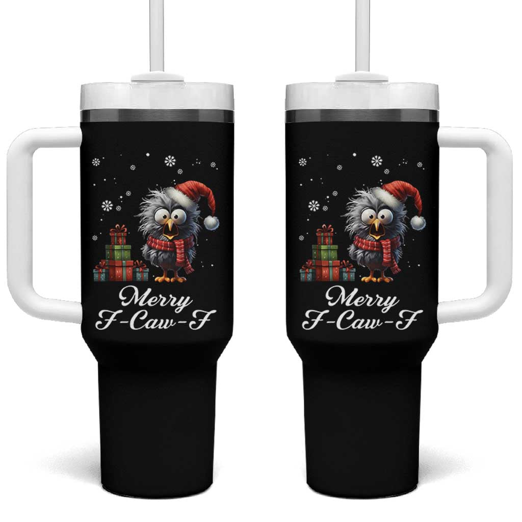 Merry F Caw F Raven Lover Tumbler With Handle Funny Christmas Gift - Wonder Print Shop