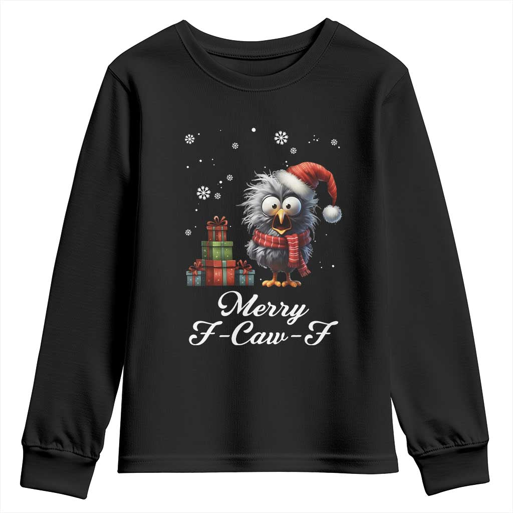 Merry F Caw F Raven Lover Youth Sweatshirt Funny Christmas Gift - Wonder Print Shop