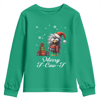 Merry F Caw F Raven Lover Youth Sweatshirt Funny Christmas Gift - Wonder Print Shop