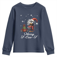 Merry F Caw F Raven Lover Youth Sweatshirt Funny Christmas Gift - Wonder Print Shop