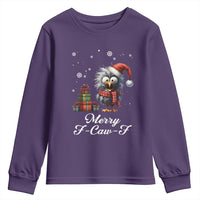 Merry F Caw F Raven Lover Youth Sweatshirt Funny Christmas Gift - Wonder Print Shop