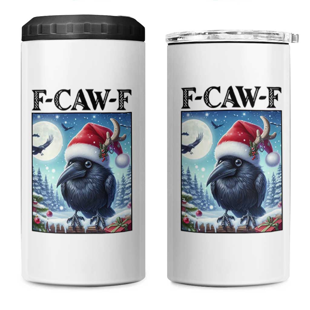 F Caw F Christmas Raven 4 in 1 Can Cooler Tumbler Funny Bird Lover Gift - Wonder Print Shop